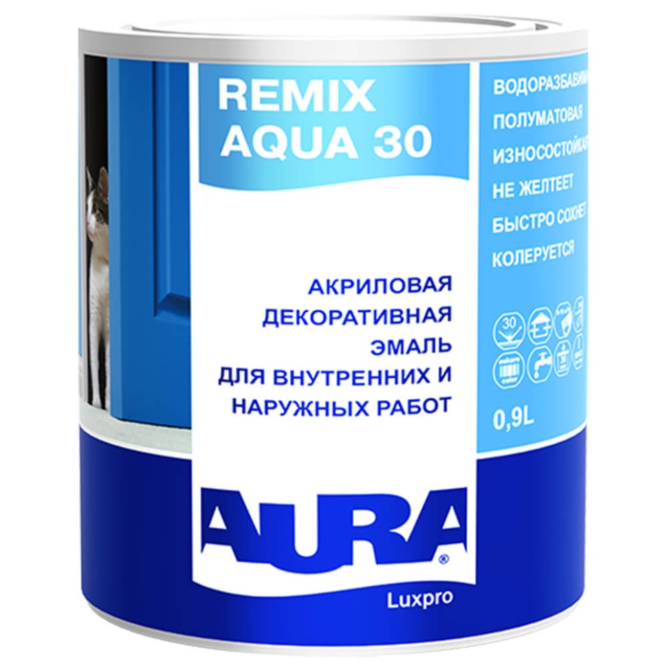 Эмаль износостойкая Aura Luxpro Remix Aqua 30 полуматовая Эскаро - купить в  Бийске, цены